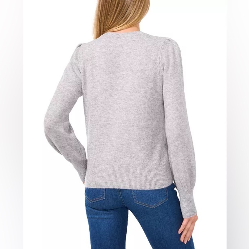 CECE MACY'S Scattered Faux Pearl Heathered Gray Sweater Size XL NWT - Picture 2 of 7